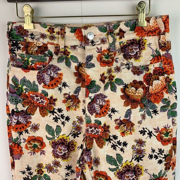 Anthropologie Pilcro High Rise Cropped Cigarette Floral 5-Pocket Jeans Size 28 - Picture 3 of 12